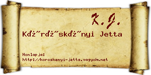 Köröskényi Jetta névjegykártya